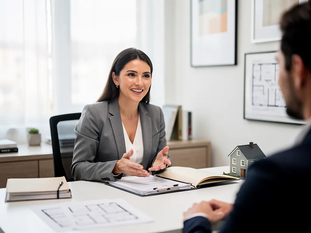 Gestor profesional discutiendo contratos de alquiler