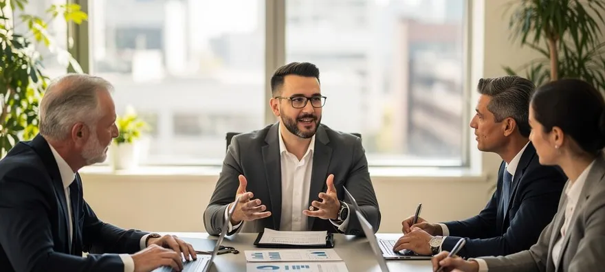professional landlord meeting with a property management team