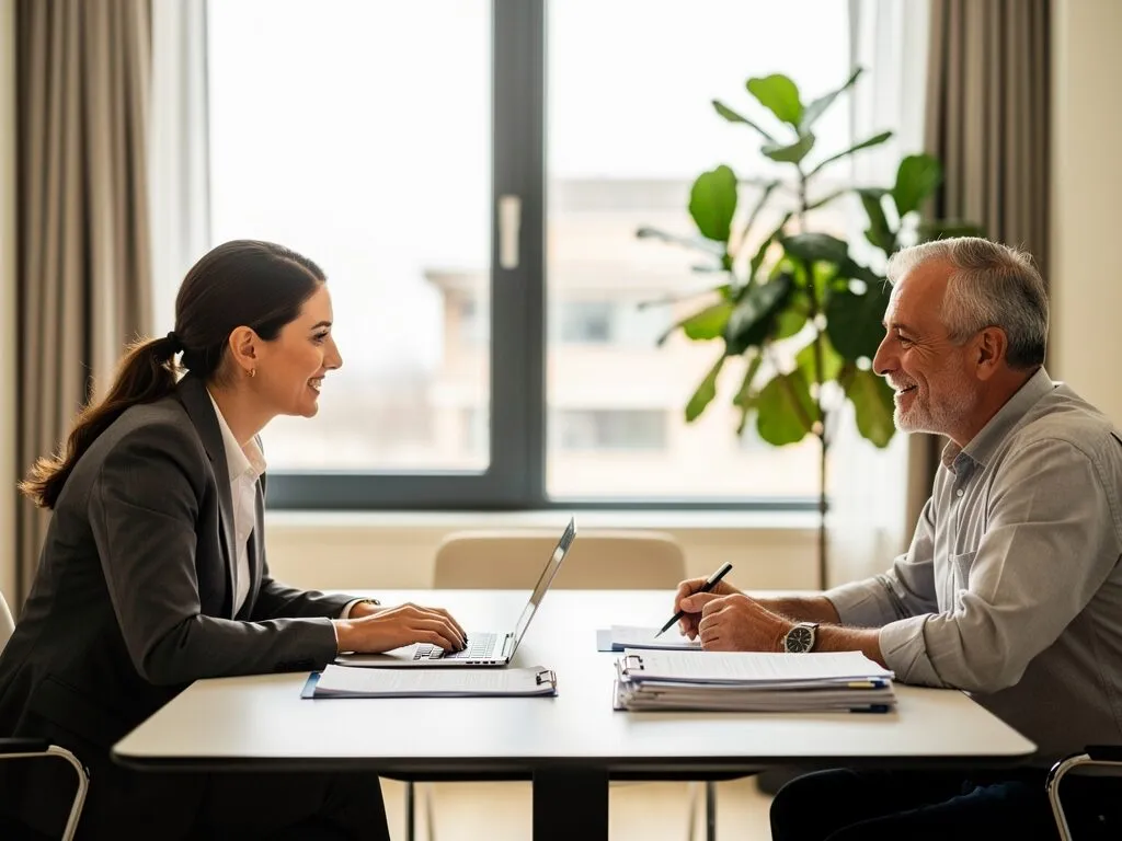 professional property manager discussing with landlord