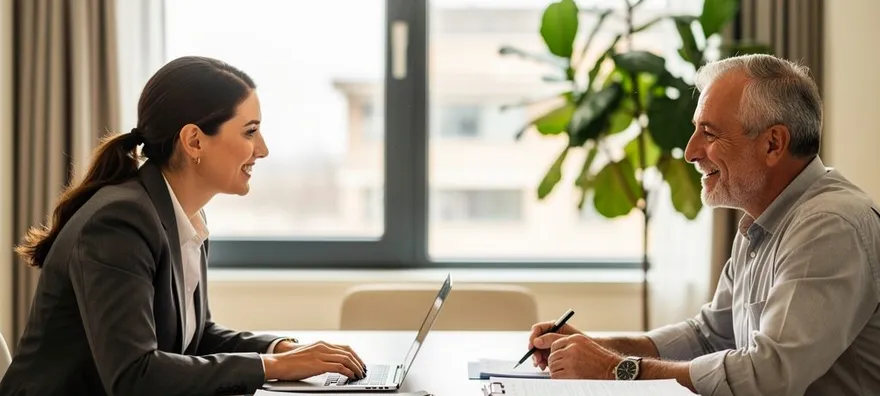 professional property manager discussing with landlord