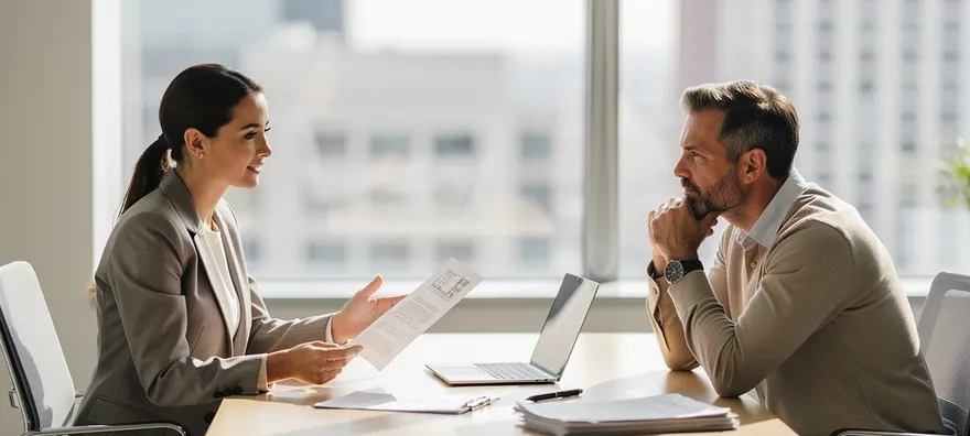 professional property manager consulting with a landlord