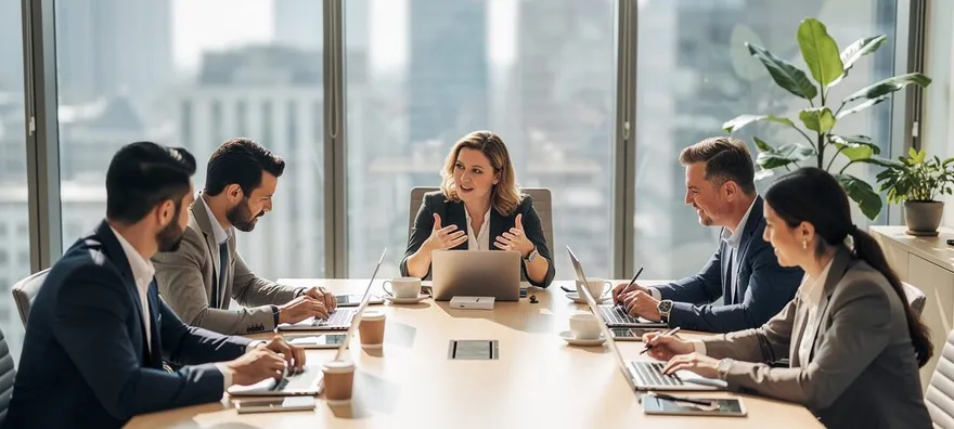 professional team discussing in a meeting
