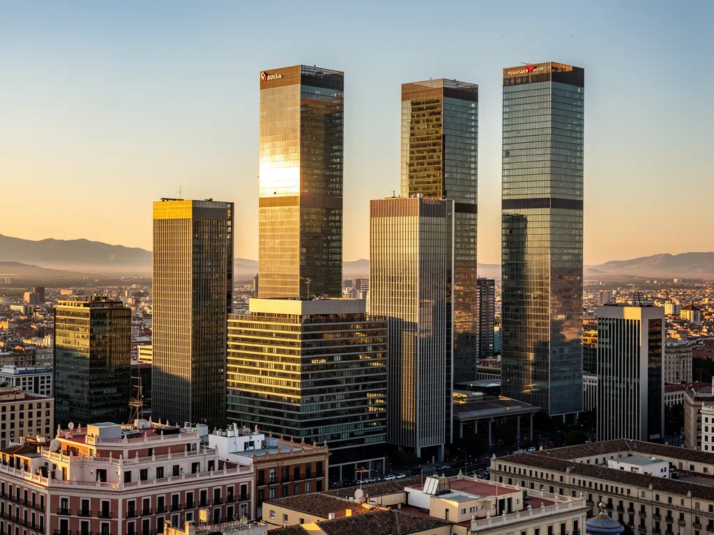 Vista del horizonte de Madrid con edificios modernos