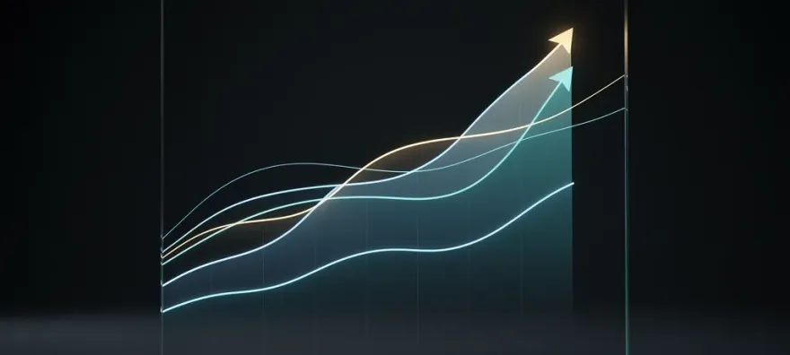 Gráfico financiero que muestra las tendencias de ingresos de alquiler