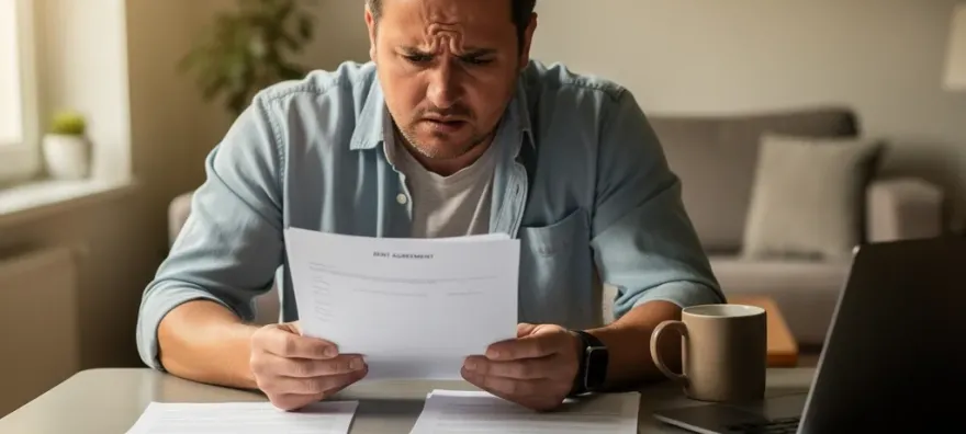 Propietario preocupado revisando documentos